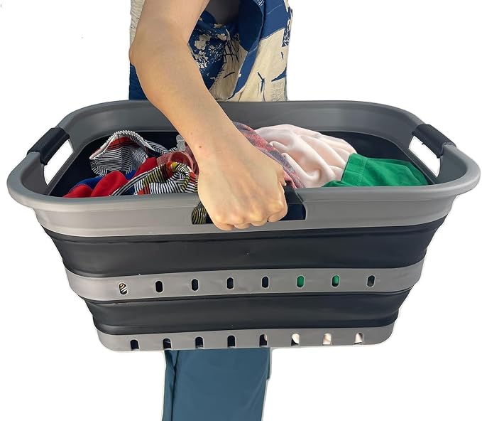 SAMMART 42 Collapsible Plastic Laundry Basket, Foldable Pop Up Storage - Image 7