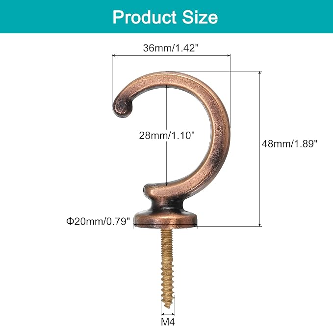 uxcell 4Pcs Curtain Holdback, Aluminum Alloy Wall Mounted Curtain Holders - Image 2