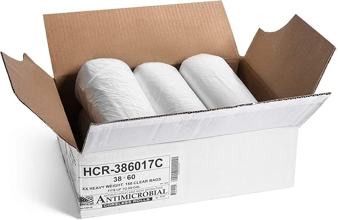 Aluf Plastics 60 Gal Clear Trash Bags, 17 Micron - Image 2