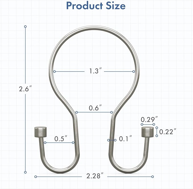 Bathway Shower Curtain Hooks, Metal Shower Curtain Hooks Rust Proof, Smooth - Image 5