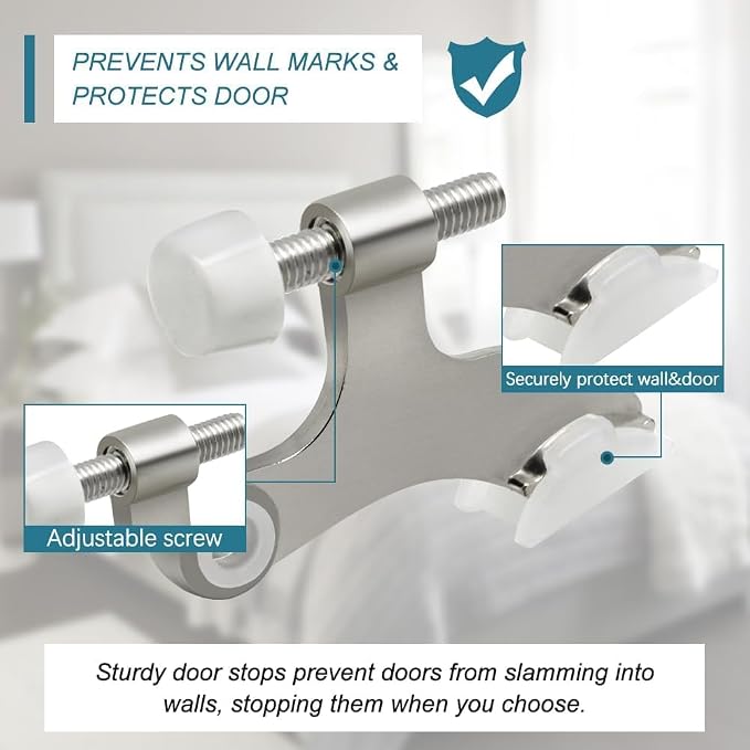 16 Pack Hinge Pin Brushed Nickel Door Stopper, Adjustable Heavy Duty Hinge Pin - Image 6