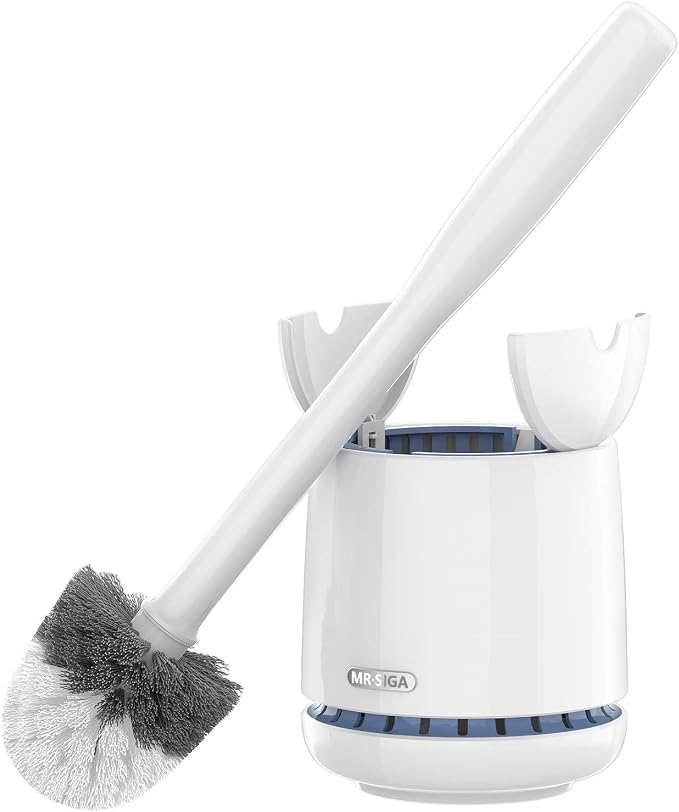 MR.SIGA Toilet Bowl Brush and Holder, Sturdy Long Handle, 1 Pack | Automatic by MRSIGA