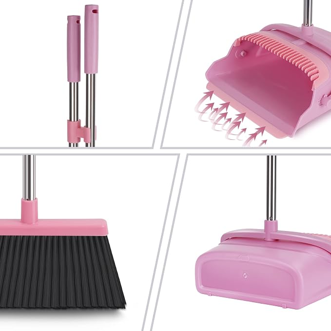 Broom and Dustpan Set for Home, Indoor&Outdoor Sweeping, Stand Up Broom and - Image 3