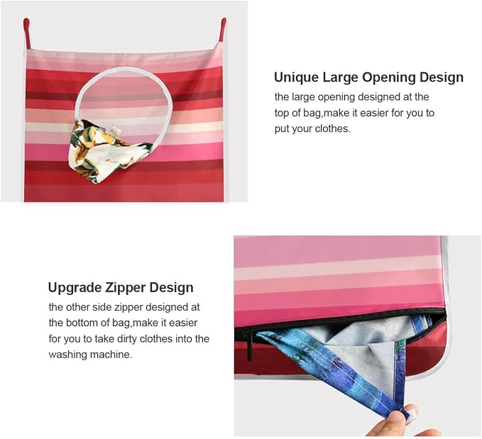1PC Hanging Laundry Hamper Bag Over the Door Laundry Hamper Wall Hamper Large - Image 4