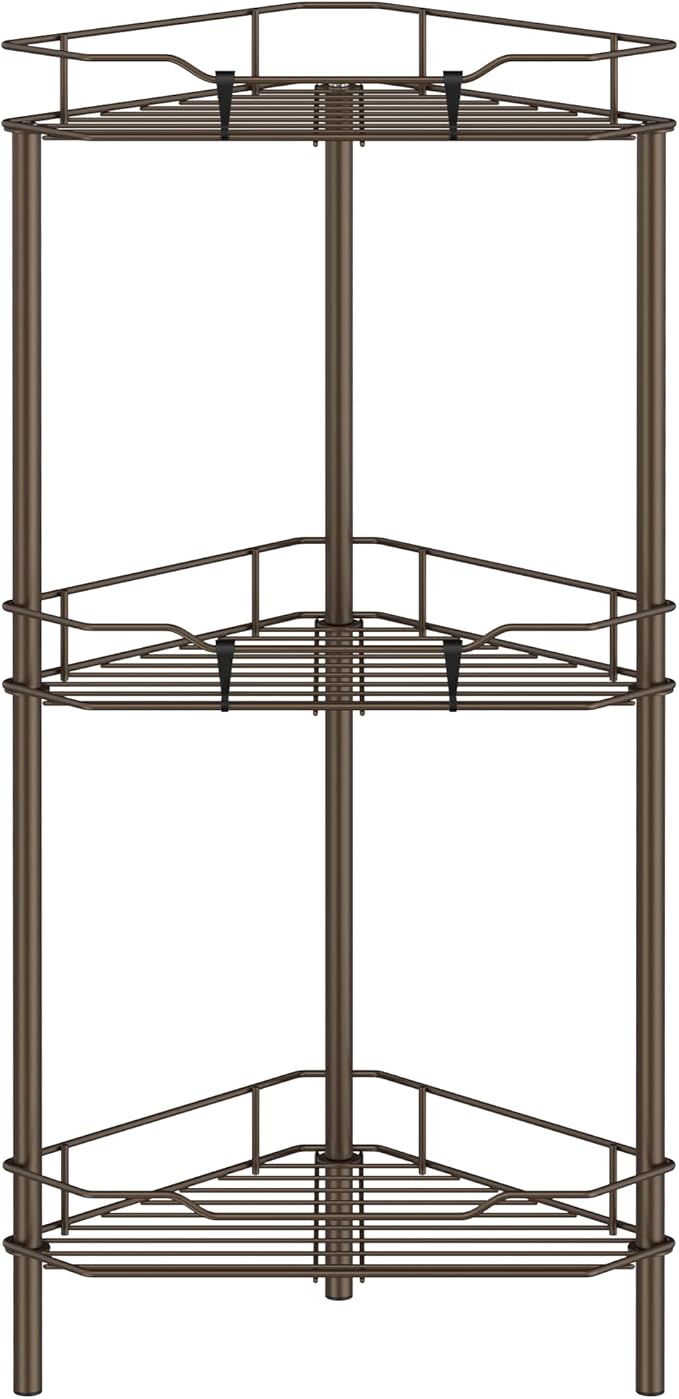 HuggieGems Metal Floor Standing Corner Shower Caddy, 3 Tier by HuggieGems