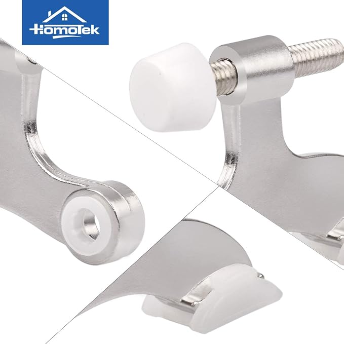 HOMOTEK 6 Pack Hinge Pin Satin Nickel Door Stopper, Adjustable Deluxe Heavy - Image 5