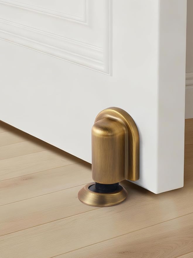 4 Pack Antique Brass Door Stopper Magnetic Door Cathc Floor Mounted Door Stop - Image 3