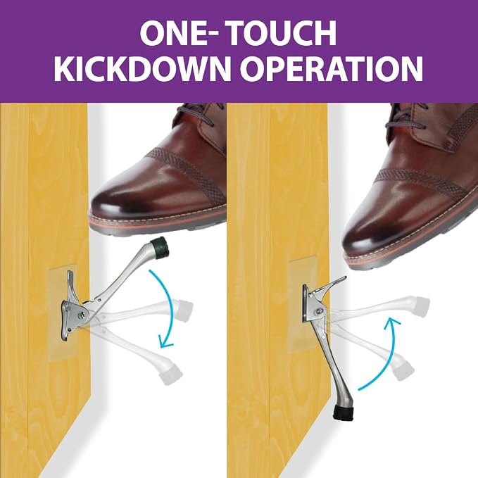 HASHI 6 Inch Kickdown Door Stopper No Drilling, Hands-Free Foot Operated Door - Image 9
