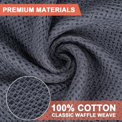 Kitchen Towels 6-Pack Kitchen Dish Cloths, 100% Cotton, 12x12 In, Dark Grey - Image 3