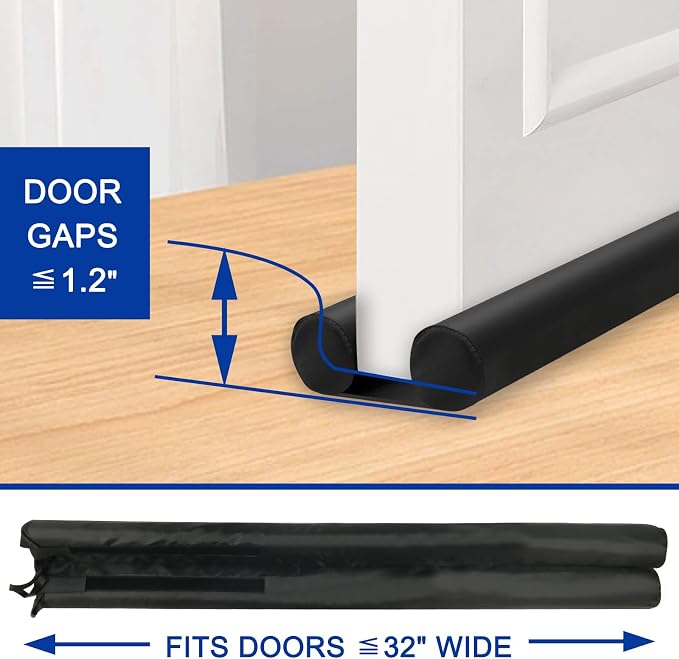 32" Adjustable Under Door Draft Stopper Blocks Air, Dust & Noise | 32-inch - Image 2