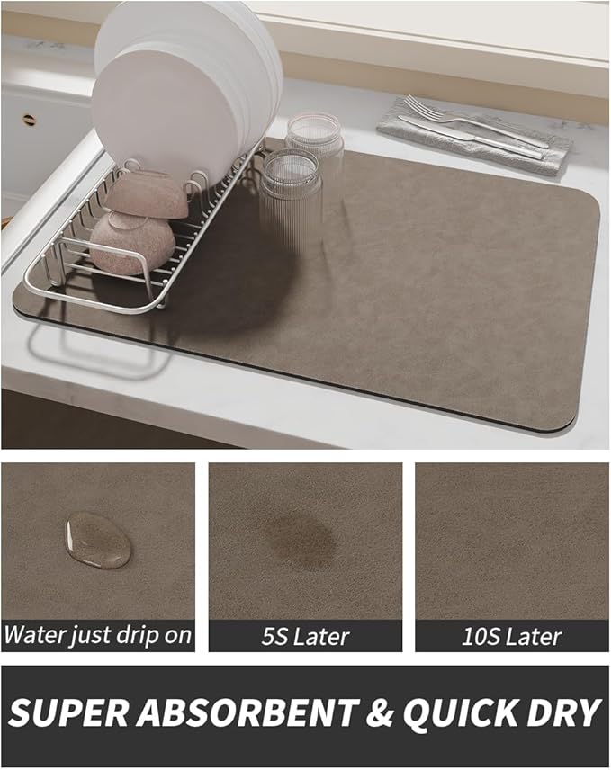 AMOAMI-Coffee Mat Hide Stain Rubber Backed Absorbent Dish Drying Mat - Image 3