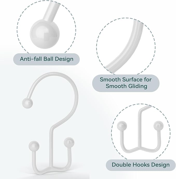24 Pcs Shower Hooks & Rings, Durable Rust Proof Double Glide Rings, Simple Hooks - Image 5