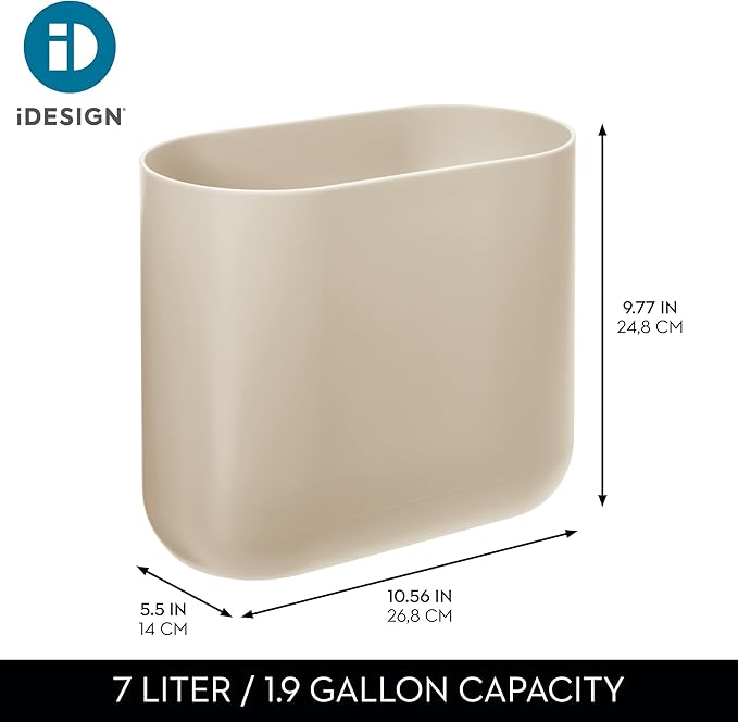 iDesign Small Slim Plastic Bathroom Trash Can - Image 4