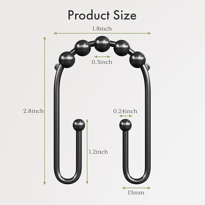 AmazerBath Shower Curtain Hooks Rings, Metal Shower Curtain Rings, Shower Rod - Image 7