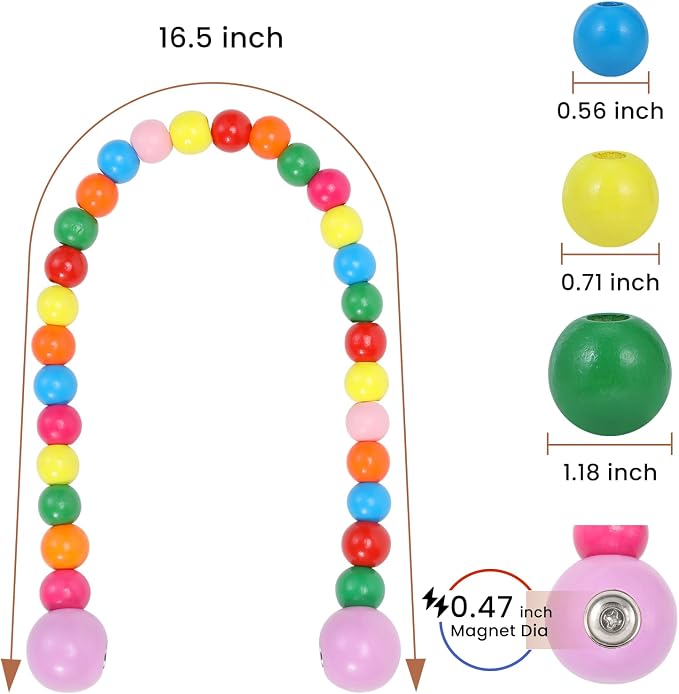 KLOGTSIND Magnetic Curtain Tiebacks, 6 Pack Wood Bead Curtain Holdbacks - Image 3