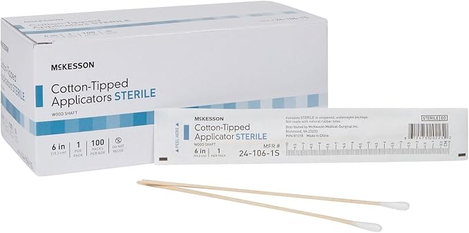McKesson Cotton Tipped Applicator, Long Sterile Medical Swabs, 6 in, 100 ct | by McKesson