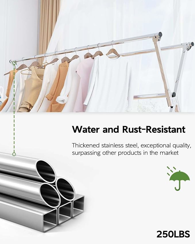 Vikaqi Clothes Drying Rack 95 Inches Folding Outdoor Indoor, Drying Rack - Image 6