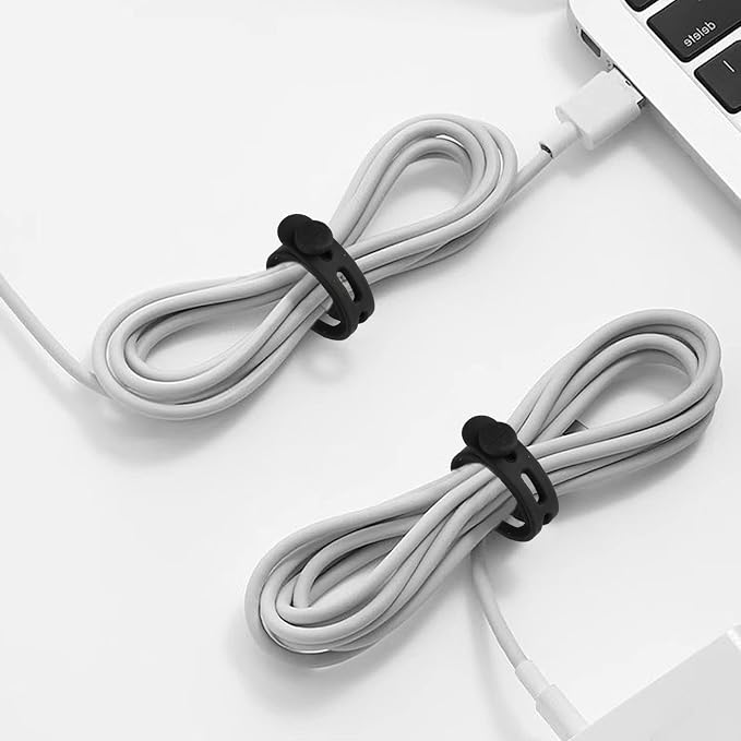 25 Pcs Black Silicone Cable Ties, Reusable Cable Straps Wire Organizer. | Cable - Image 5