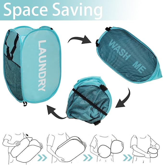 Collapsible Laundry Hamper 2 pack Mesh Pop Up Laundry Hamper - Image 2