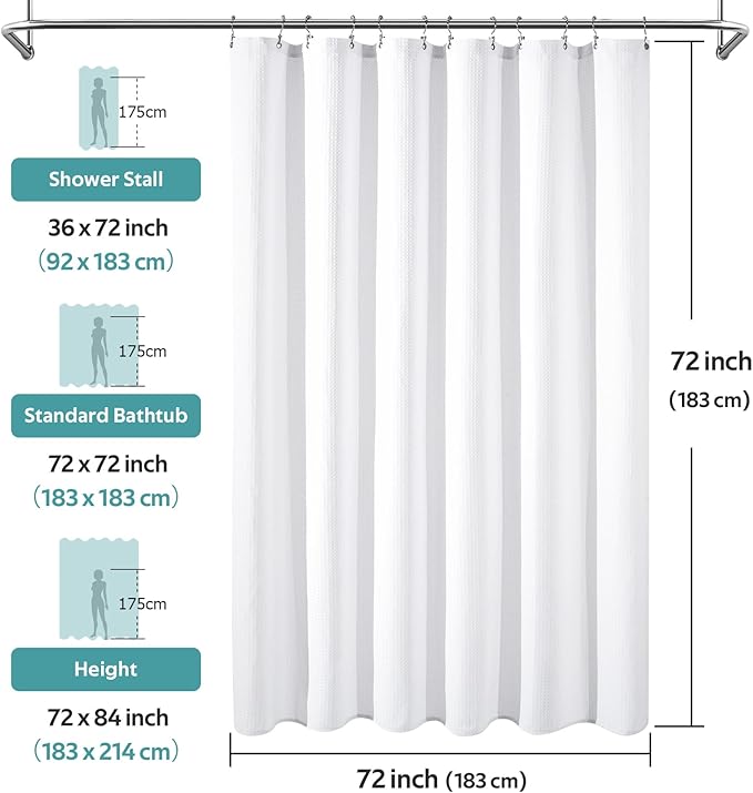 Vipfree 3 in 1 Shower Curtain Set, Waffle Shower Curtain and Liner Set - Image 7