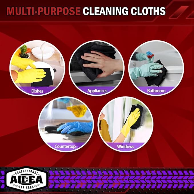 AIDEA Microfiber Cleaning Cloth Black 50PK, Cleaning Rags 12×12" | Microfiber - Image 9