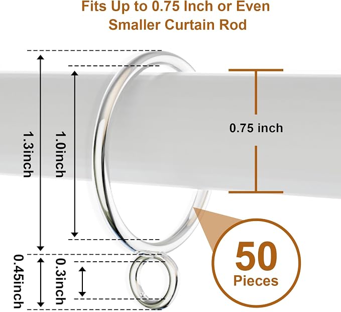 50 Packs Silver Metal Curtain Rings - Image 2