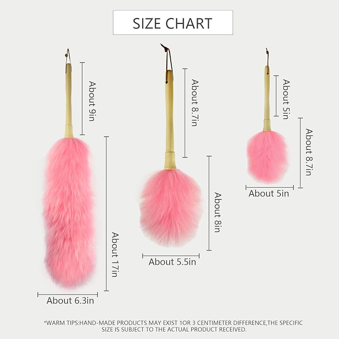 Lambswool Duster 16'' Length Solid Wooden Handle Leather Hang Strap - Image 2