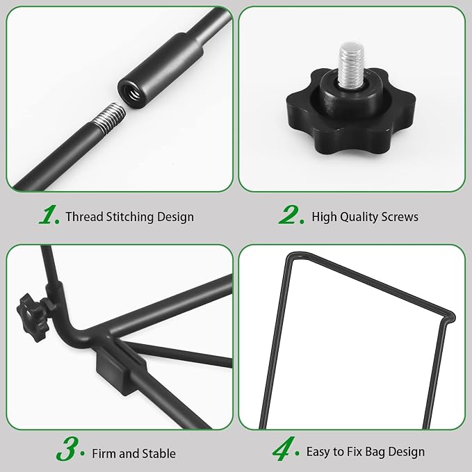 Trash Bag Holder, Outdoor Metal Leaf Bag Holder Stand, Garbage Bag Frame Holder - Image 6