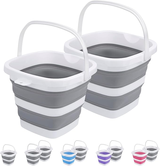 2 Pack Collapsible Buckets 5L 1.3Gallon Small Cleaning Bucket by Craftend