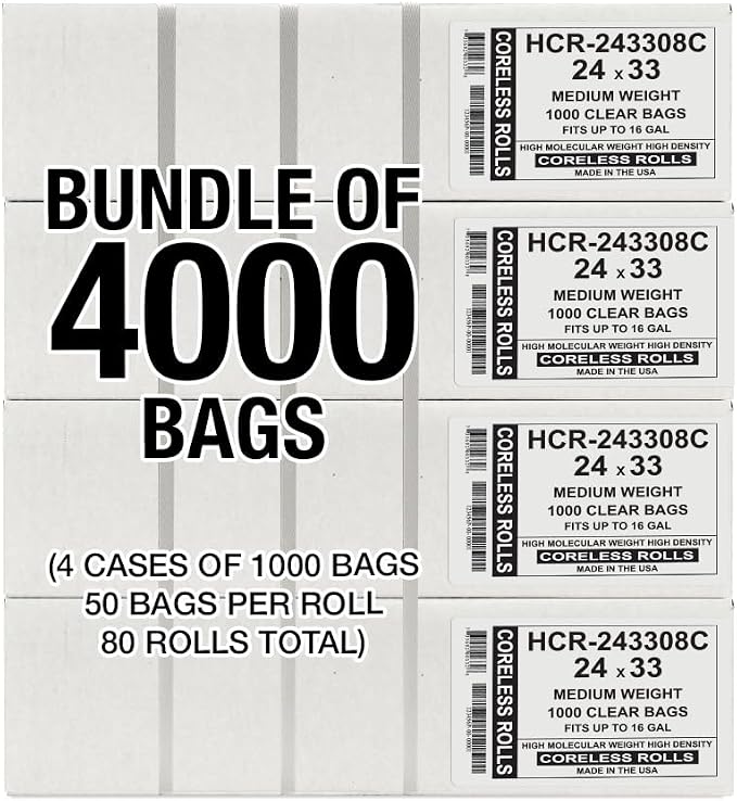 Aluf Plastics 12-16 Gallon 8 Micron Black Bags 24" x 33" 4000 Count - Image 2