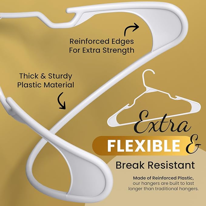 30 Pack Adult Plastic Hanger for Shirt Pants Coats Dresses Skirts Suits Jackets - Image 3