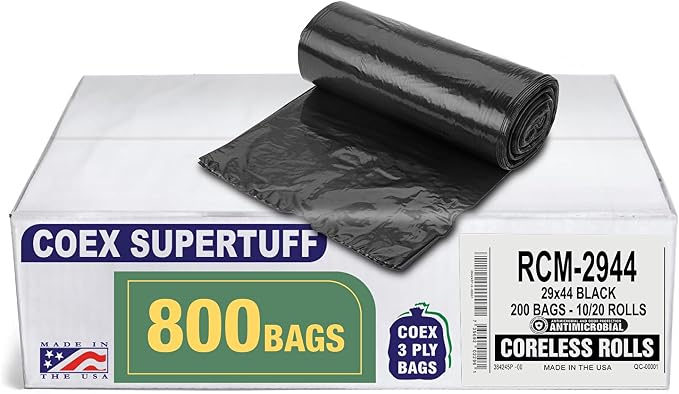 Aluf Plastics 26 Gallon For Slim Jim 1.25 MIL Black Heavy Duty Trash Bags by AlufPlastics