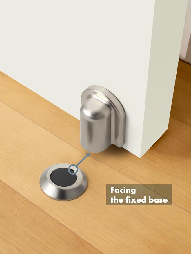 4 Pack Nickel Door Stopper Magnetic Door Cathc Brushed Nickel Floor Mounted - Image 4