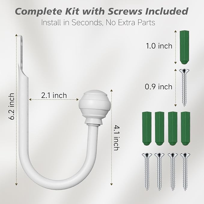 Hion Curtain Holdbacks White 4pcs, Curtain Tiebacks Wall Mounted Hooks | - Image 2