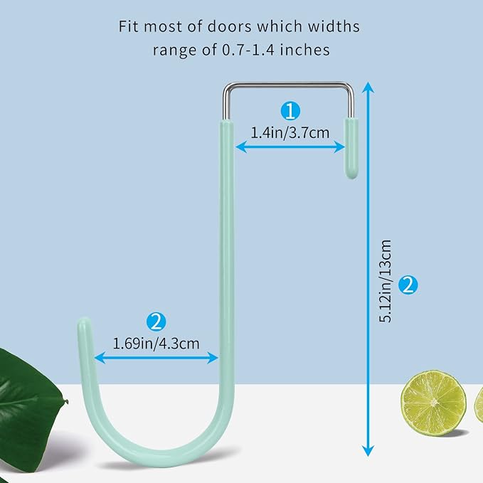 FYY Over the Door Hooks, Single-Hanger 4 Pack, Fits Doors 1 3/8" Green | Heavy - Image 2
