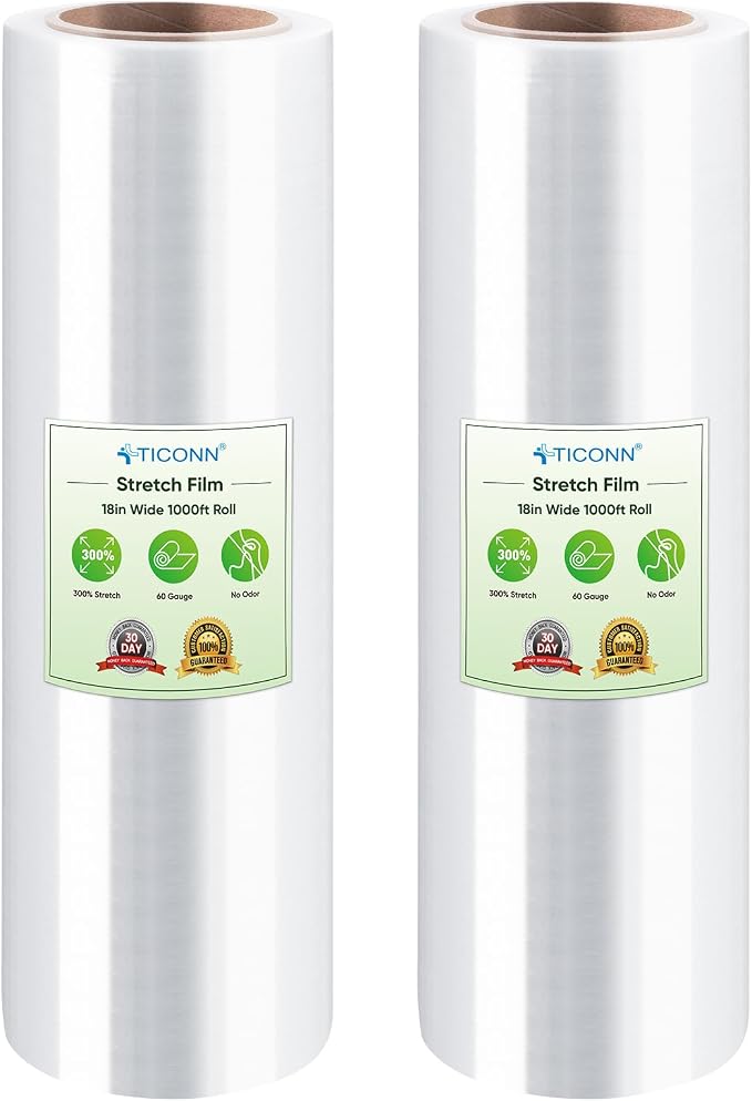 TICONN Stretch Wrap Roll, 18 in x 1000 ft Plastic Wrap by TICONN