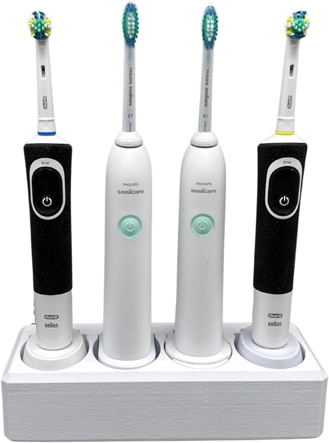 4 Slot Family Electric Toothbrush Charger Holder and Bathroom Organizer by Unknown