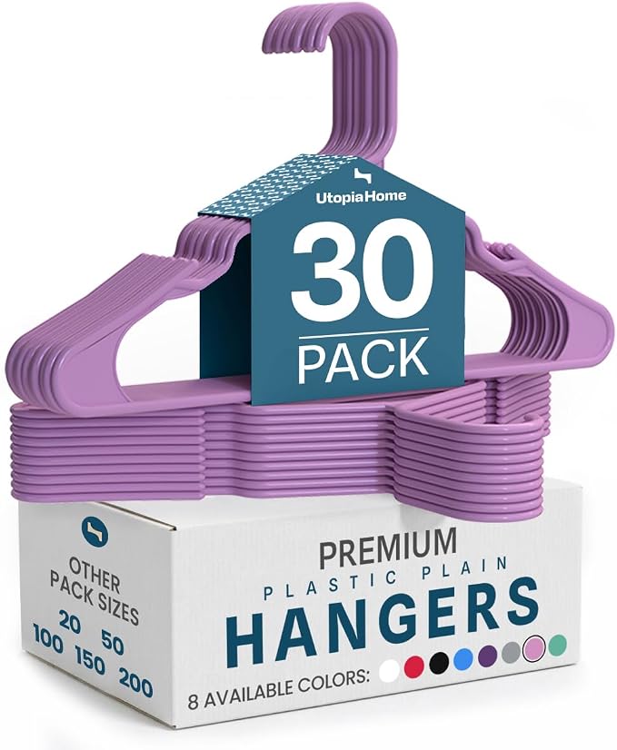Utopia Home Plastic Hangers 30 Pack – Space Saving Clothes Hanger Pink | by UTOPIAHOME