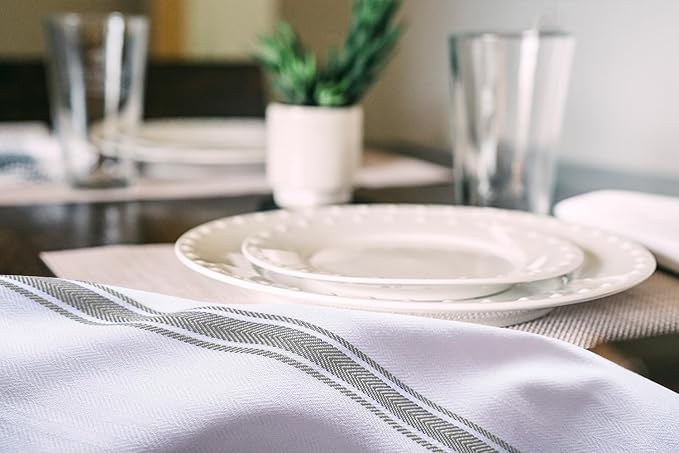 Dish Towels 15 Pack Grey Stripe 100% Cotton Kitchen Towel 15x25 Inch Tea Towels - Image 4