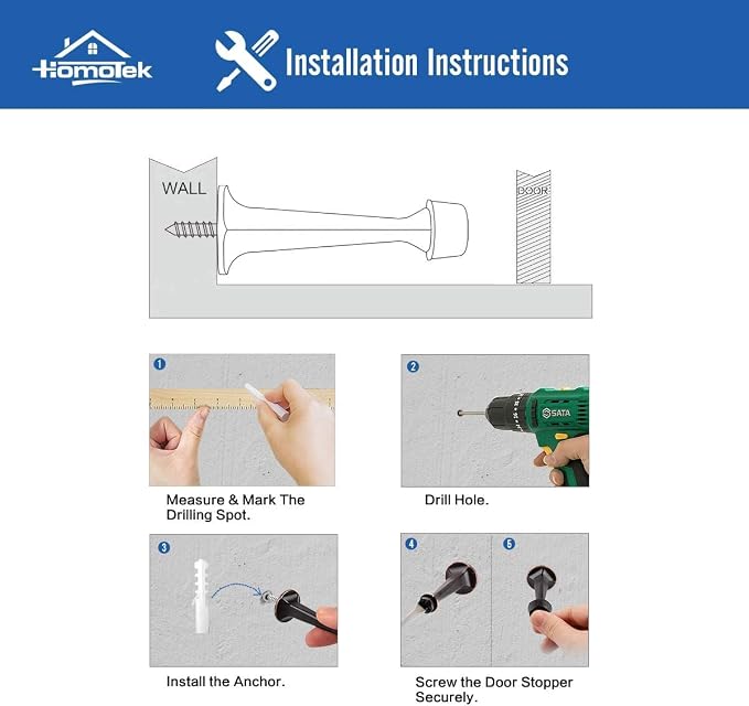 HOMOTEK 6 Pack Heavy Duty Solid Rigid Door Stop - Image 4