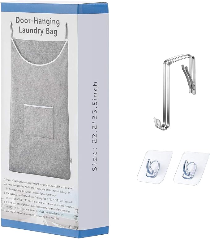 SAVERHO X-Large Hanging Laundry Hamper Bag, Door Hanging Hamper - Image 6
