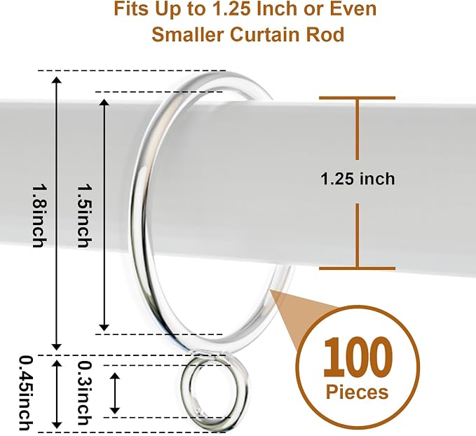 100 Pack Silver Metal Curtain Rings - Image 2