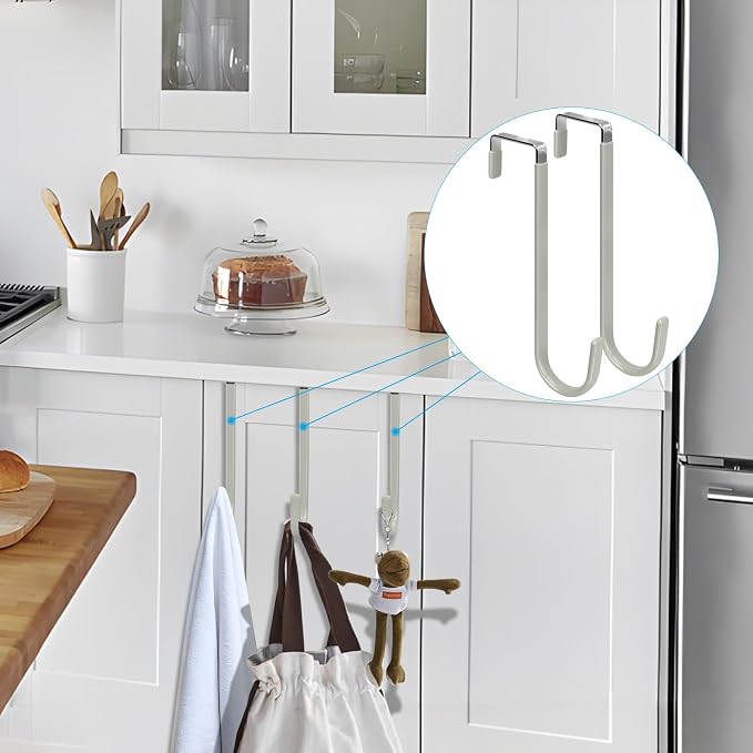 FYY Over the Door Hooks, Single-Hanger 4 Pack, Fits Doors 1.6" Grey | Heavy - Image 7