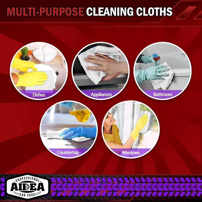 AIDEA White Microfiber Cleaning Cloth 150PK, Cleaning Rags 12×12" | Microfiber - Image 7