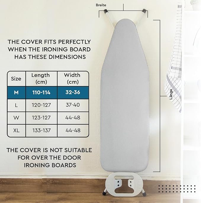 Encasa XO Ironing Board Cover And Pad 42"x14" - 4mm Felt & 2mm foam Metallized - Image 2