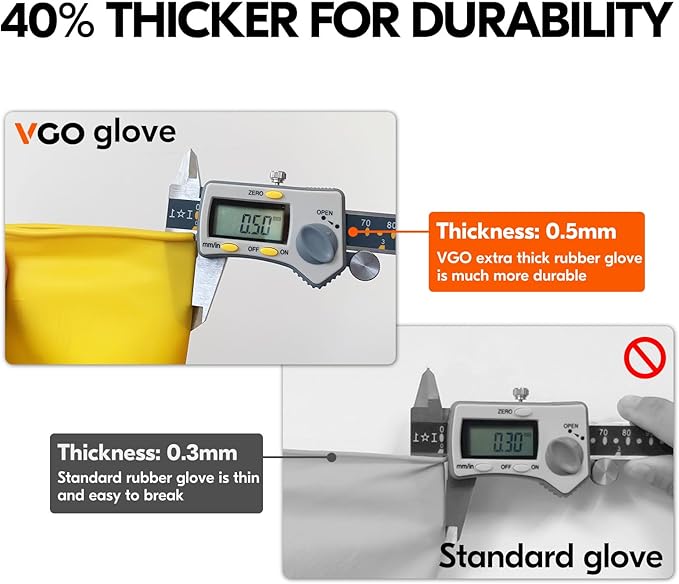Vgo...Latex Reusable Household Gloves, Cleaning Gloves, Long Cuff | 10 pairs - Image 2