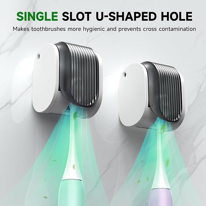 2 Pcs Toothbrush Holders Wall Mounted, Single Slot Design, Shower Self Adhesive - Image 3