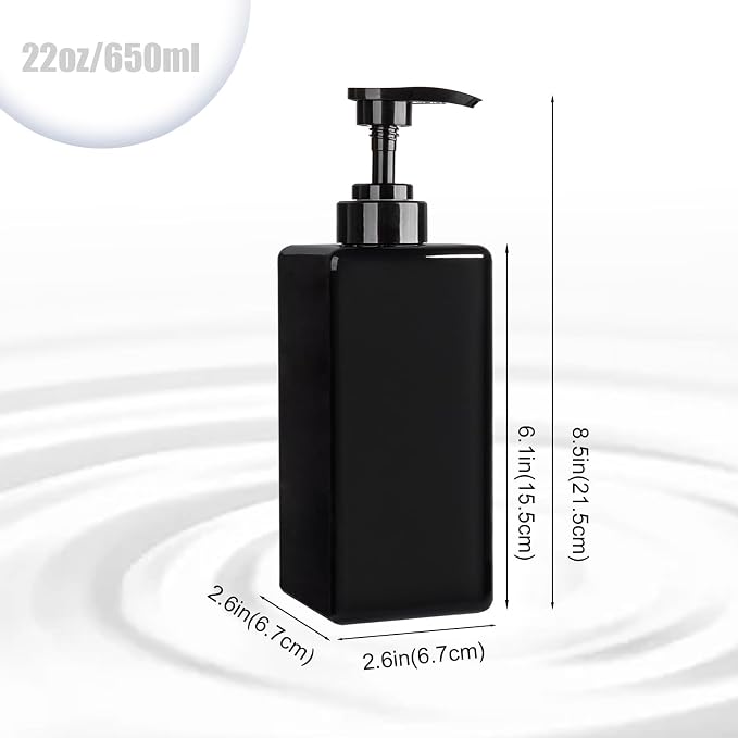 Refillable Lotion Soap Dispenser Plastic Pump Bottle 22oz Black 2 Pack | - Image 5