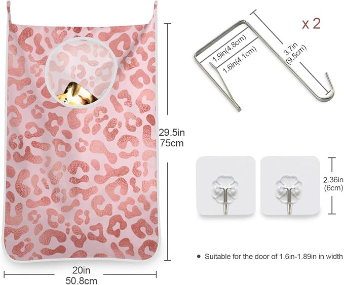 1PC Hanging Laundry Hamper Bag Over the Door Laundry Hamper Wall Hamper Large - Image 3