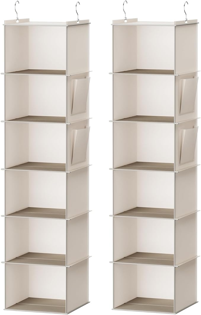 YOUDENOVA Hanging Closet Organizer and Storage, 2 Packs, 2 Side Pockets by YOUDENOVA